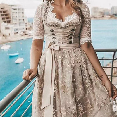 German Beer Festival light dress in apricot and beige